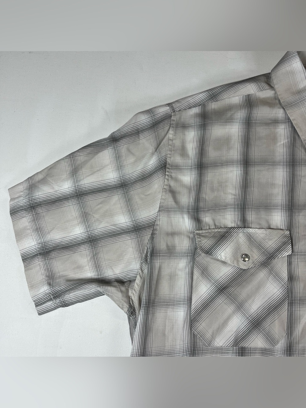 Dixxon Montana Short Sleeve Shirt Pearl Snap Gray Plaid Bamboo Men’s 3XL - Picture 5 of 15